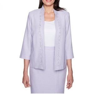 Alfred Dunner Women's Roman Holiday Lilac Cut Out  Suit Jacket Size 16W 24W  NWT